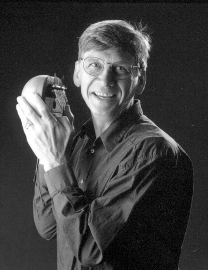 John Boe holding a kalimba